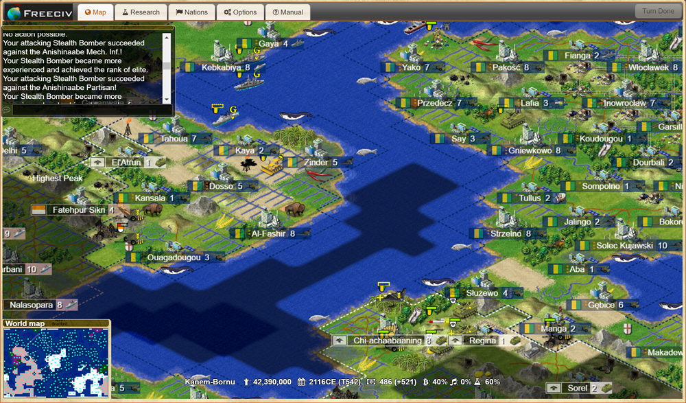 Freeciv-web 游戏画面